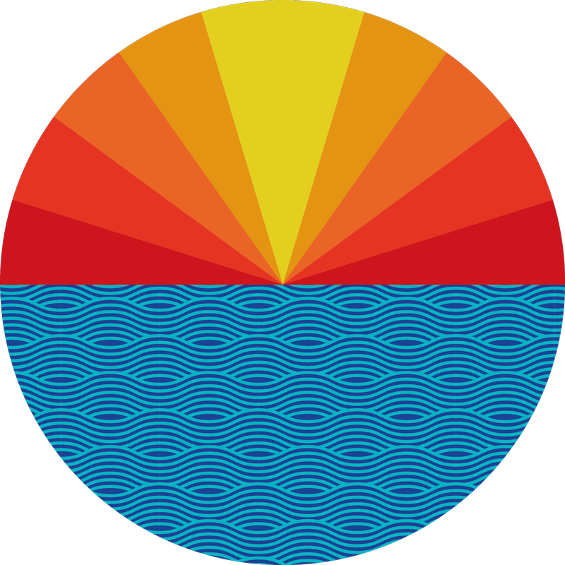 Tapete vinílico natureza pôr do sol retro no mar - TenStickers