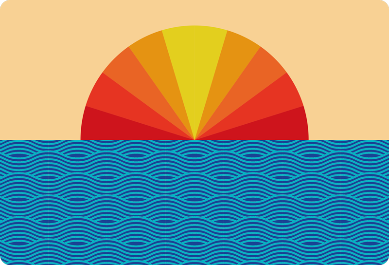 Tapete vinílico natureza pôr do sol vintage - TenStickers