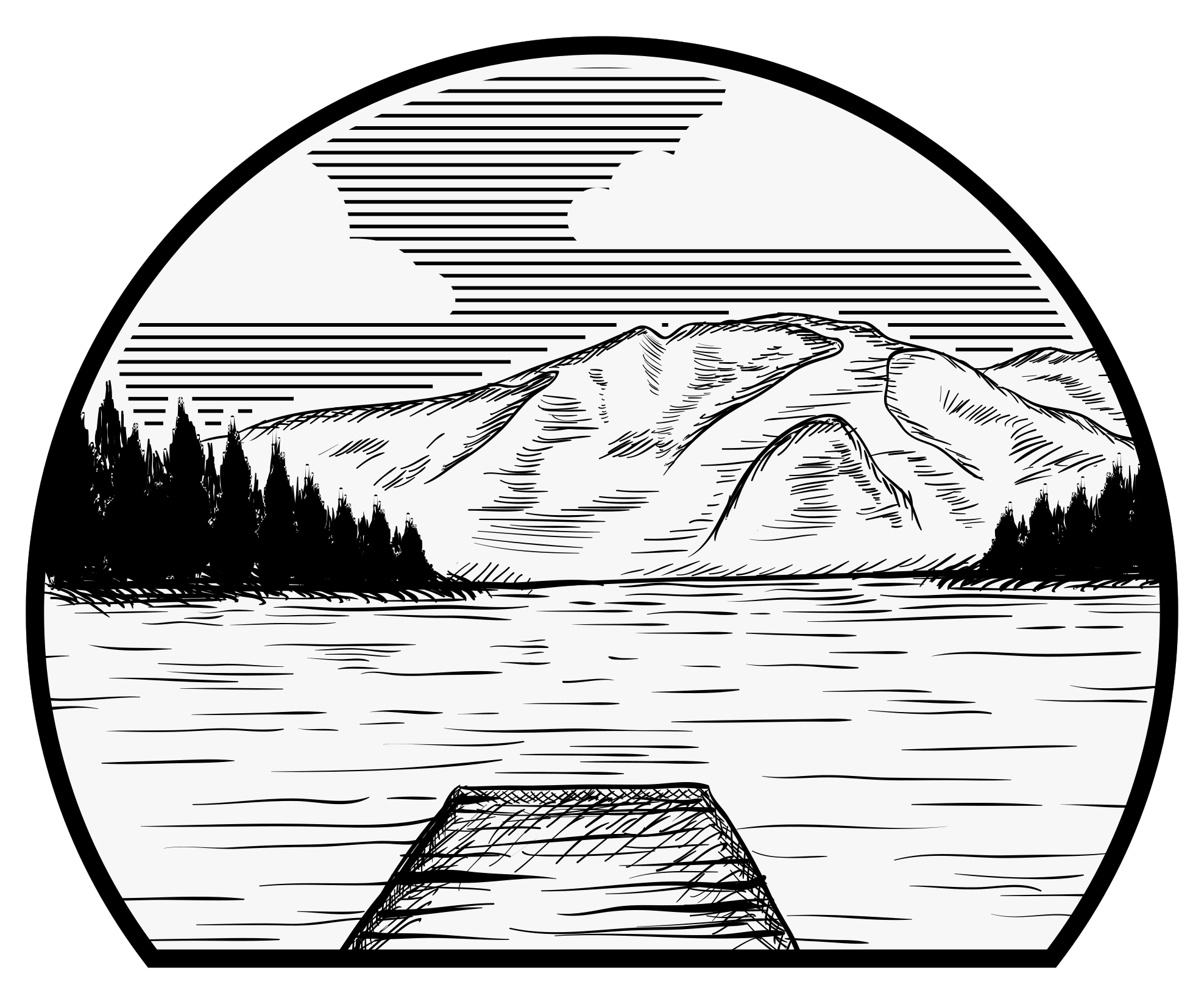 Tapete vinílico natureza motorhome lago de pinheiros - TenStickers