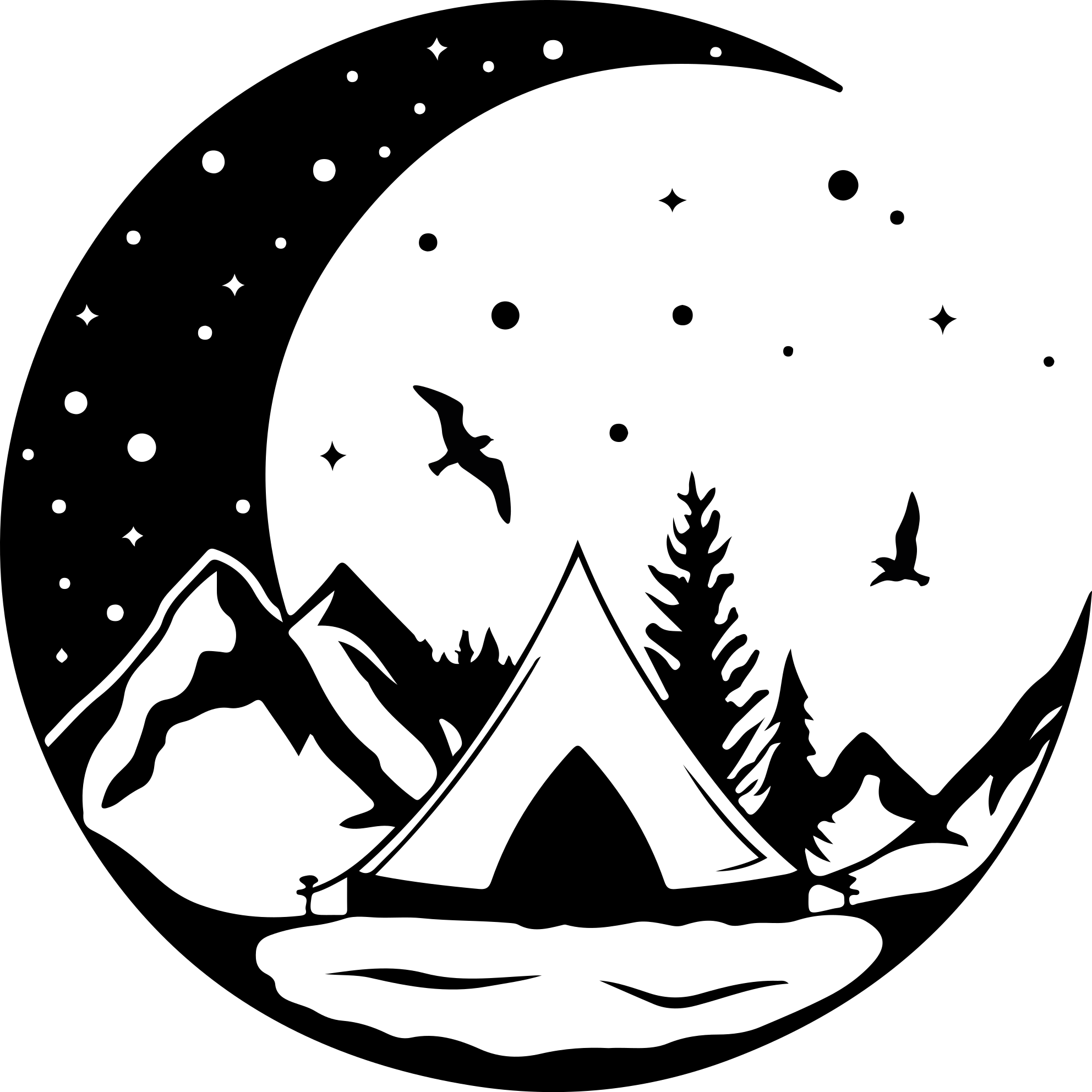 Tapete vinílico natureza montanhas e noite de lua - TenStickers