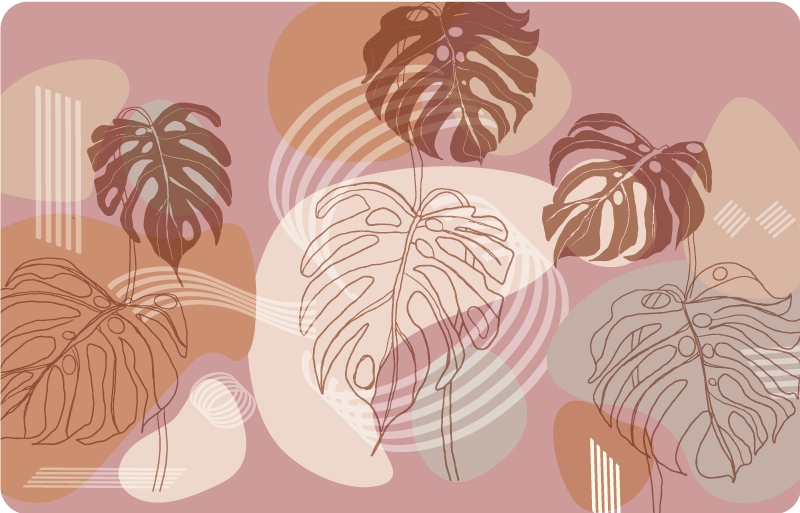 Tapete vinílico natureza esboço contínuo de folhas - TenStickers