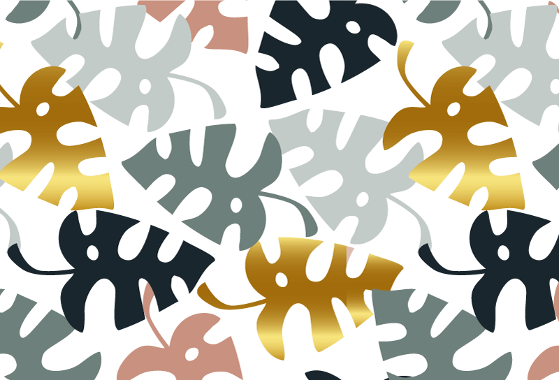 Tapete vinílico natureza folhas douradas e multicoloridas - TenStickers