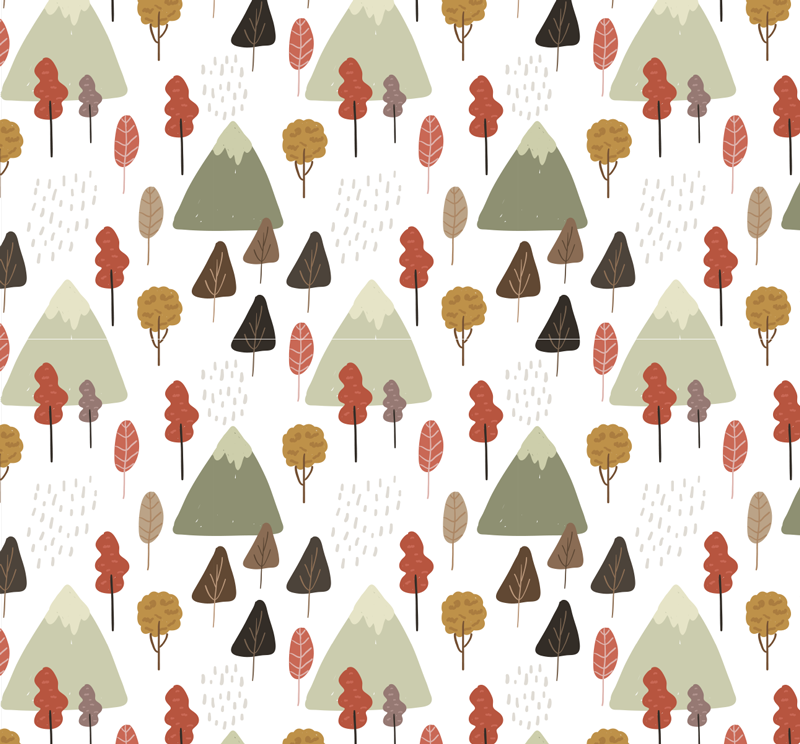 Tapete vinílico natureza com padrões de árvores lúdicos - TenStickers