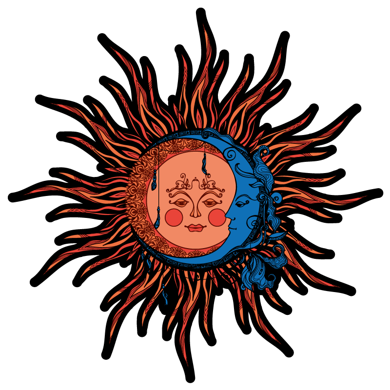 Tapete vinílico natureza sol e lua celestiais - TenStickers