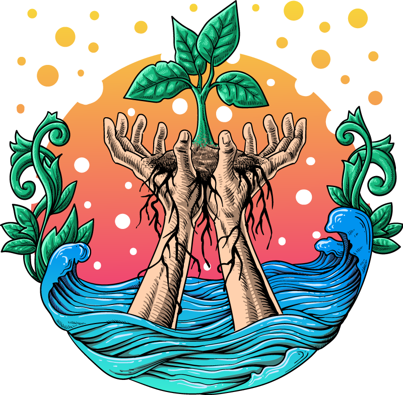 Tapete vinílico natureza mãos que cultivam natureza - TenStickers