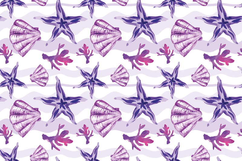 Tapete vinílico natureza padrão concha coral - TenStickers