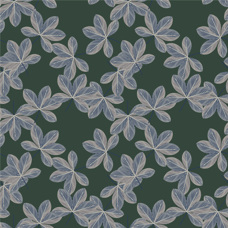 Tapete vinílico flores e plantas design de folhas escuras - TenStickers