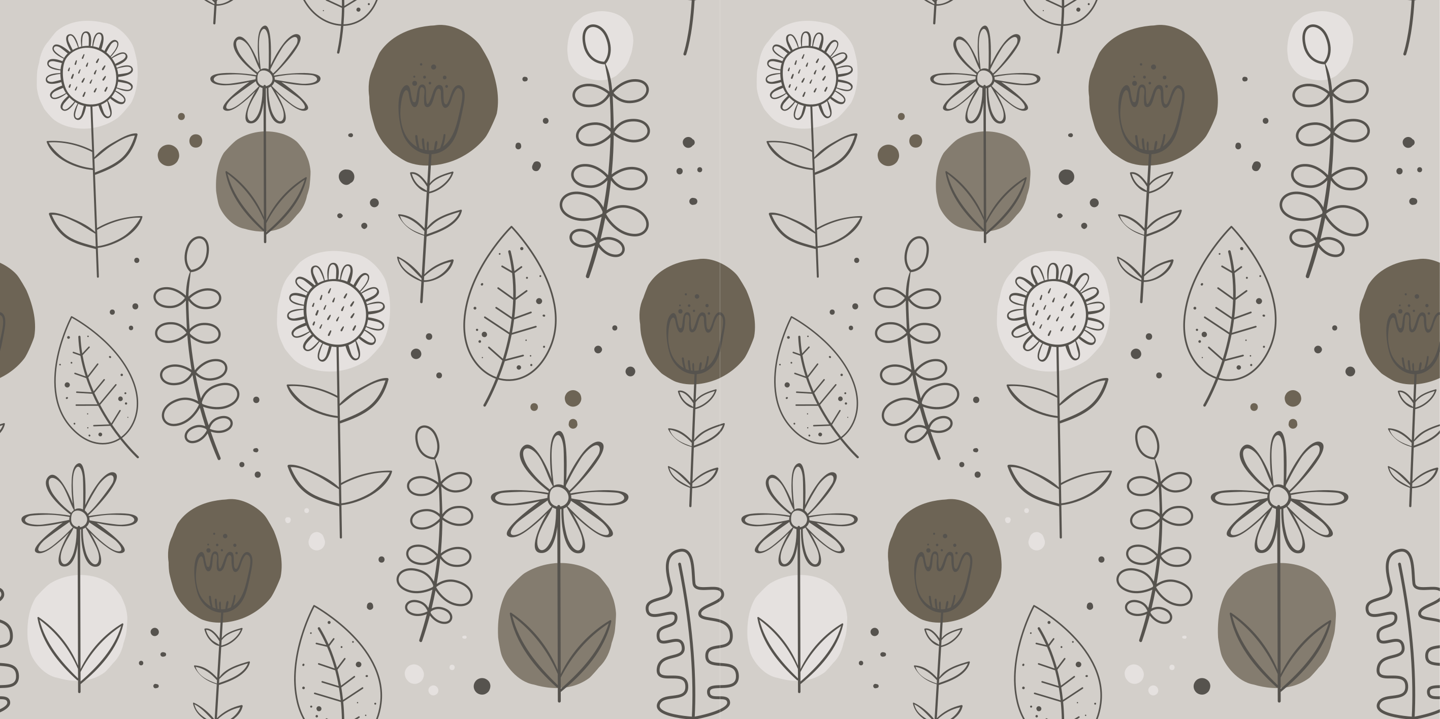 Tapete vinílico flores e plantas padrão de cores naturais - TenStickers