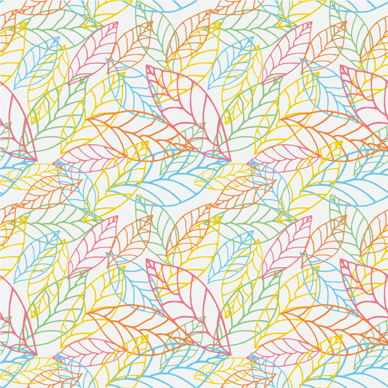 Tapete vinílico flores e plantas com folhas neon coloridas - TenStickers