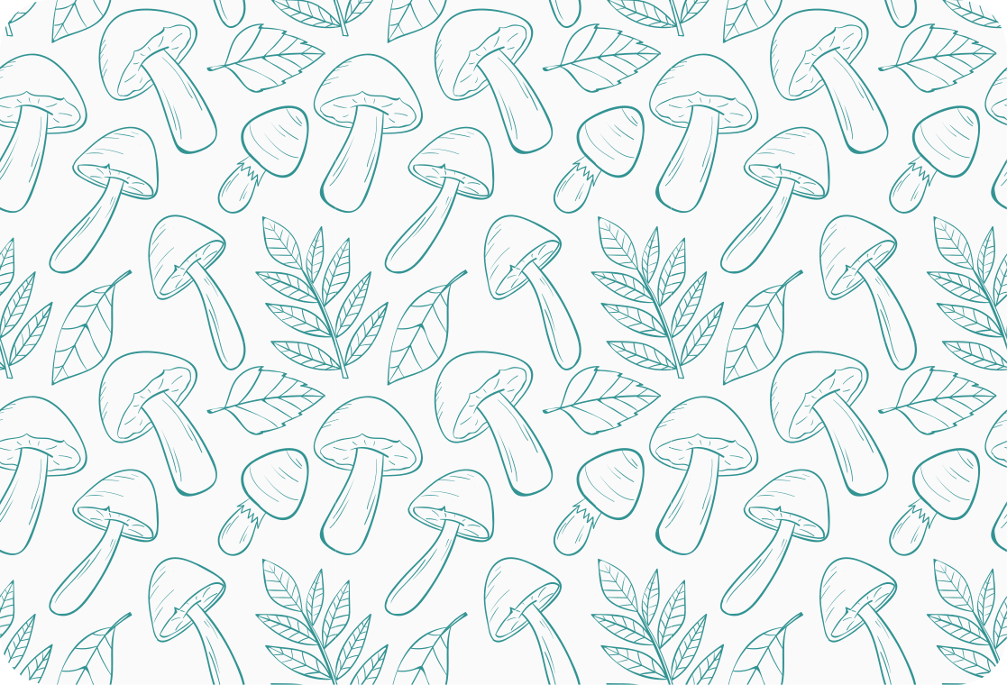 Tapete vinílico flores e plantas padrão cogumelos azul claro - TenStickers