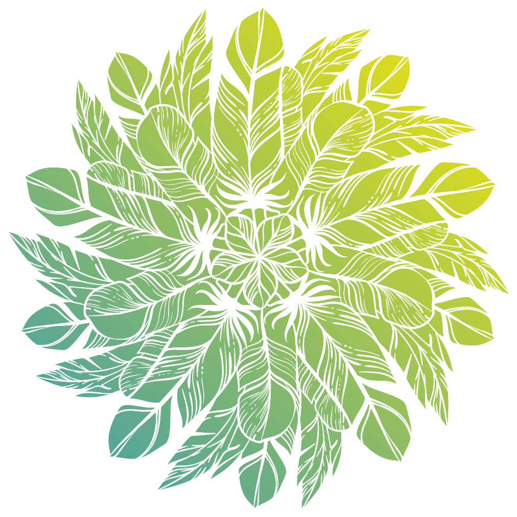 Tapete vinílico flores e plantas padrão circular de folhas - TenStickers