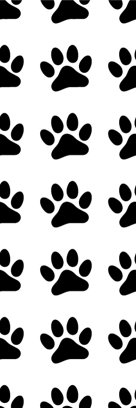 Tapete vinílico quarto marcas de patas em preto e branco - TenStickers