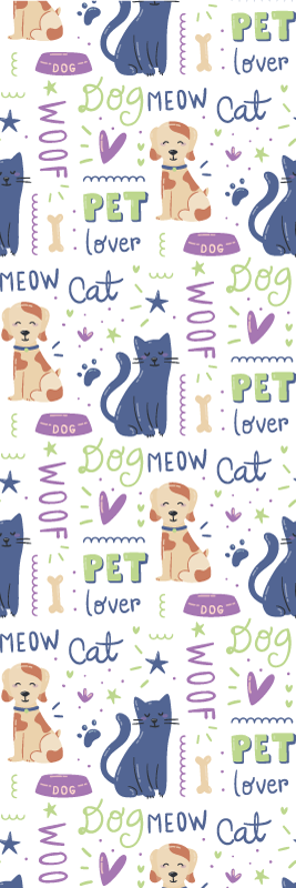 Tapete vinílico quarto com desenho colorido de cães - TenStickers