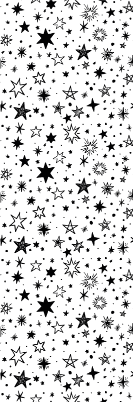Tapete vinílico quarto padrão estrelas pretas fundo branco - TenStickers