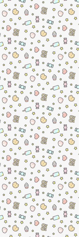 Tapete vinílico quarto lanchinhos fofinhos com rosto - TenStickers