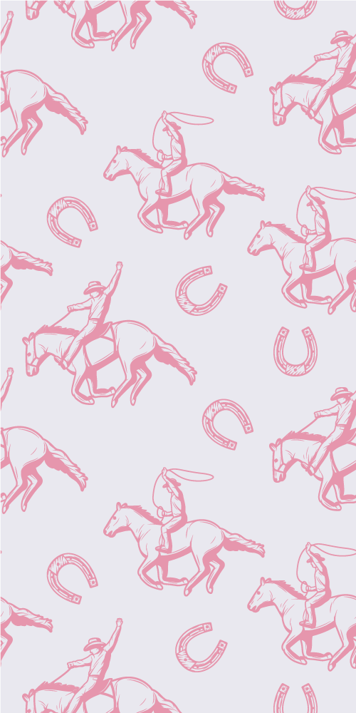 Tapete vinílico quarto padrão cavalo rosa cowboy - TenStickers