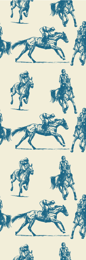 Tapete vinílico quarto padrão de cavalos azul e bege - TenStickers