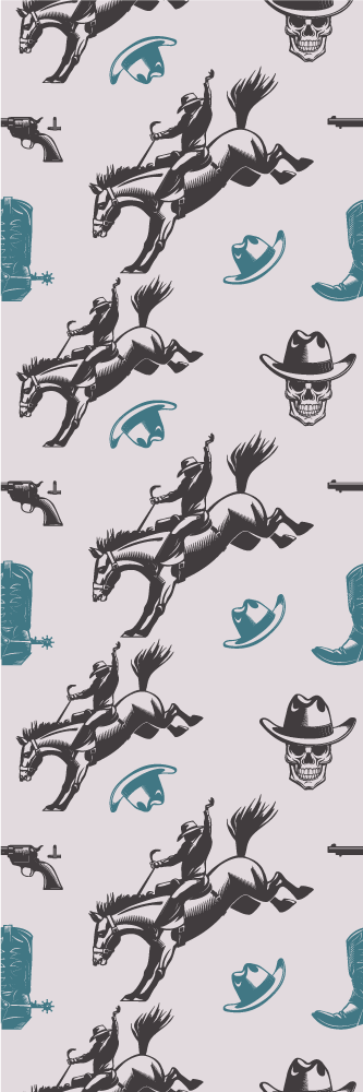 Tapete vinílico quarto com estampa de cavalo cowboy - TenStickers