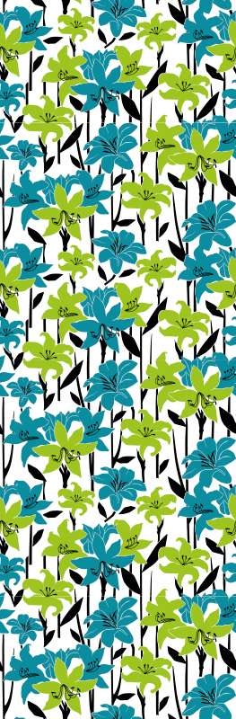 Tapete vinílico quarto com design de estêncil de flores - TenStickers