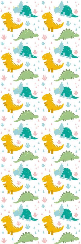 Tapete vinílico quarto com padrão de dinossauros adoráveis - TenStickers