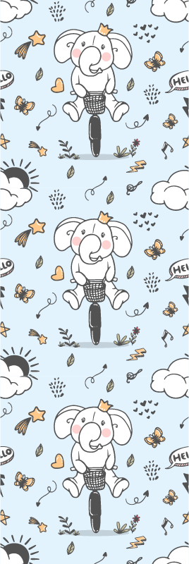 Tapete vinílico quarto com estampa de elefante de bicicleta - TenStickers