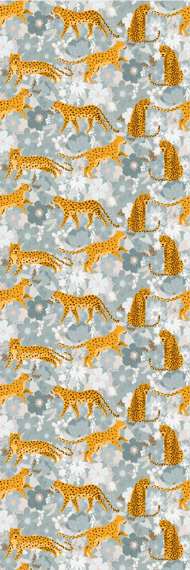 Tapete vinílico quarto com animais exóticos desenhados à mão - TenStickers