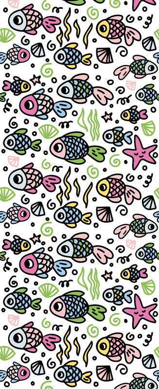 Tapete vinílico quarto com padrão de peixes multicoloridos - TenStickers