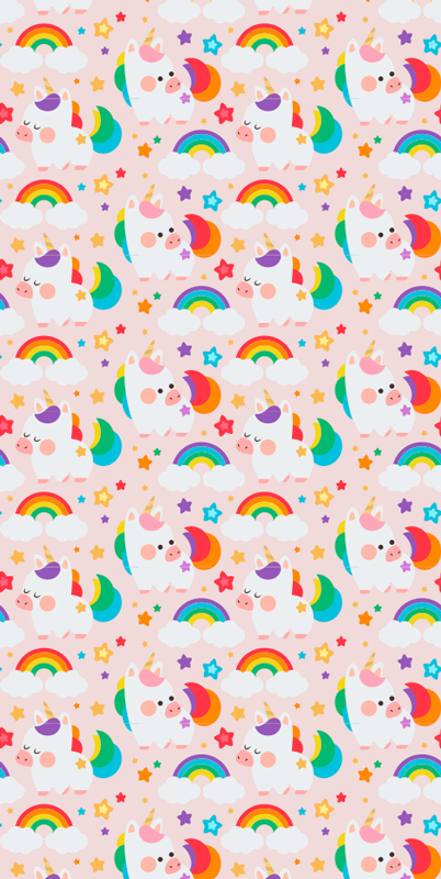 Tapete vinílico quarto com cavalos coloridos à mão - TenStickers