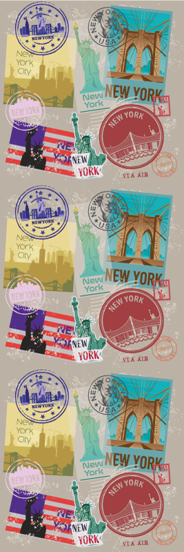 Tapete vinílico quarto colagem antiga de nyc - TenStickers