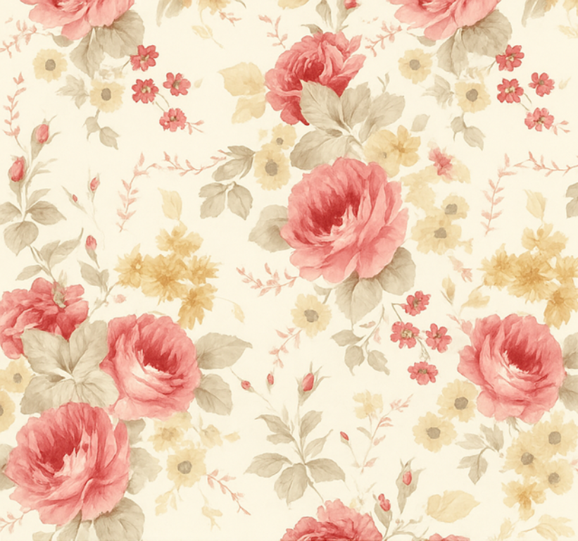 Tapete vinílico quarto com design floral romântico - TenStickers
