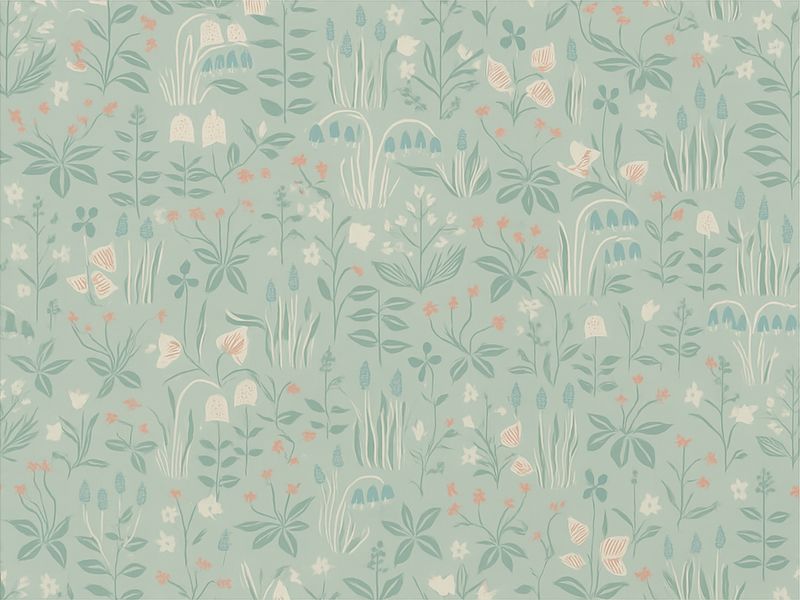 Tapete vinílico quarto floral escandinavo - TenStickers