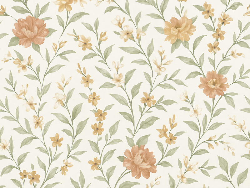 Tapete vinílico quarto flor asiática - TenStickers