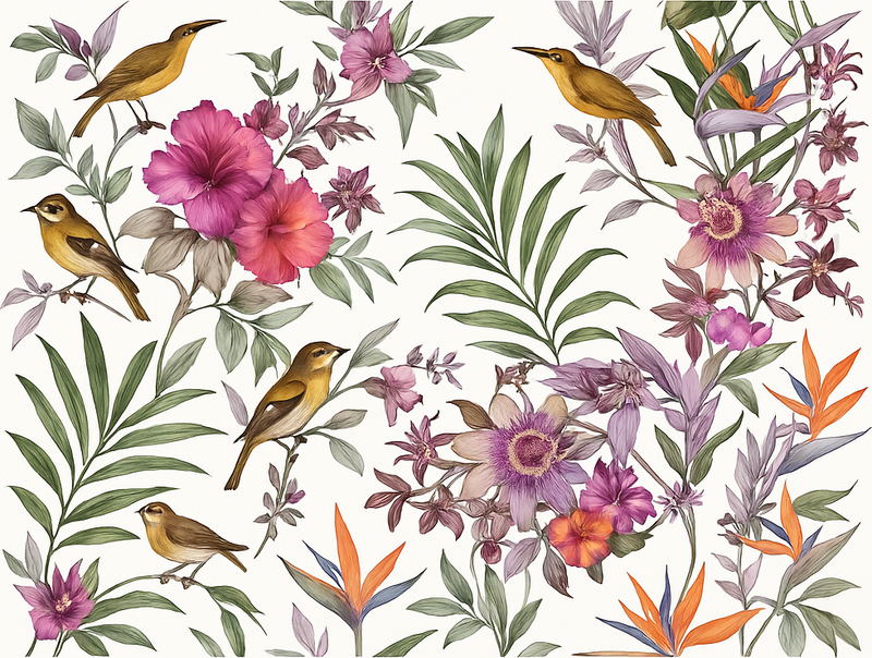 Tapete vinílico quarto floresta colorida - TenStickers