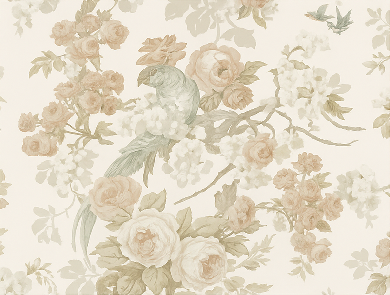 Tapete vinílico quarto floral vintage - TenStickers