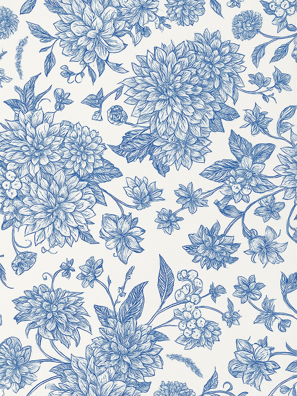 Tapete vinílico quarto flor de dahlia azul - TenStickers