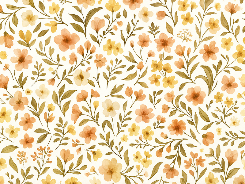 Tapete vinílico quarto flores vintage florais - TenStickers