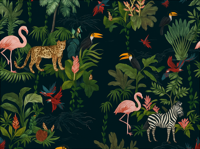 Tapete vinílico quarto design exótico escuro - TenStickers