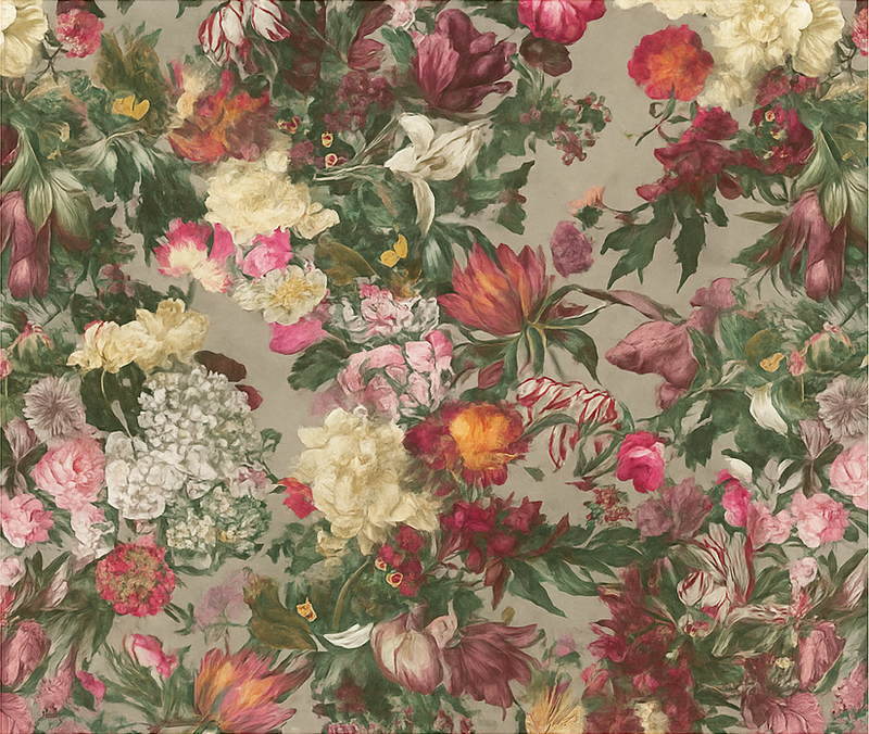 Tapete vinílico quarto flores vintage - TenStickers