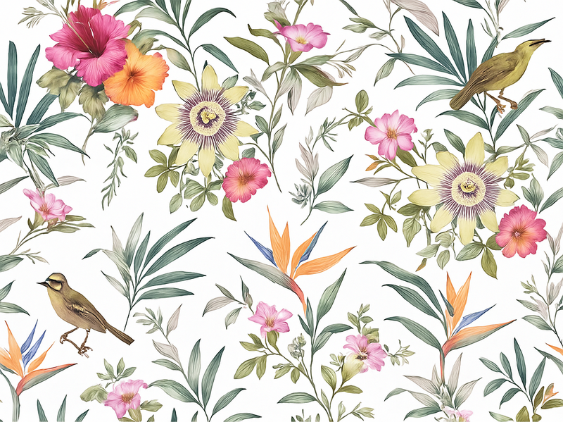 Tapete vinílico quarto estampa floral azul - TenStickers