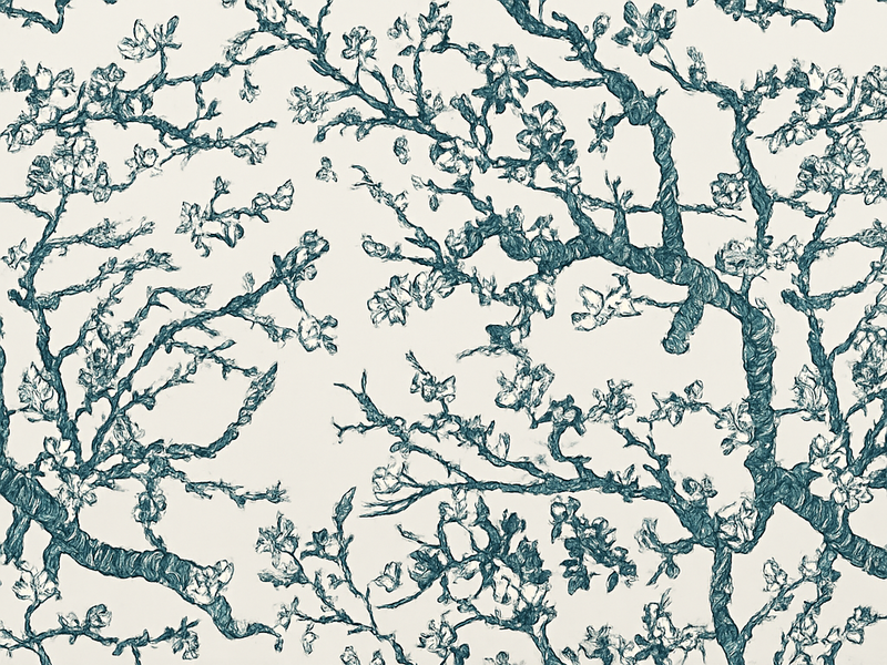 Tapete vinílico quarto estampa de Árvore azul escura - TenStickers