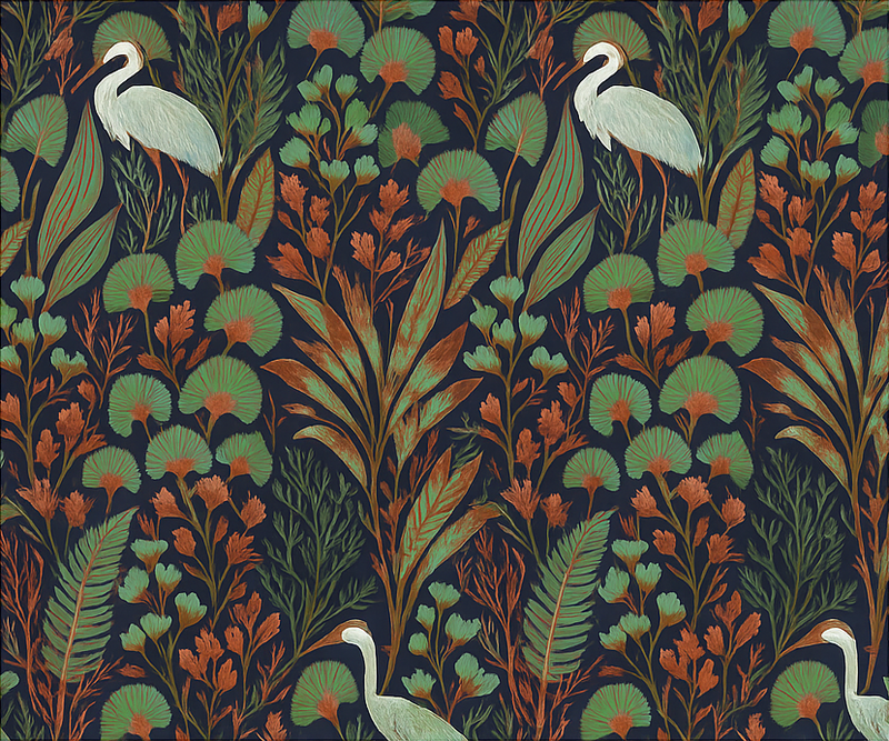 Tapete vinílico quarto natureza asiática exótica - TenStickers