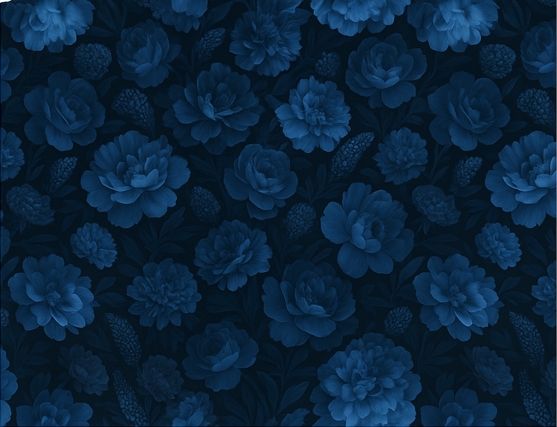 Tapete vinílico quarto com estampa floral azul escuro - TenStickers