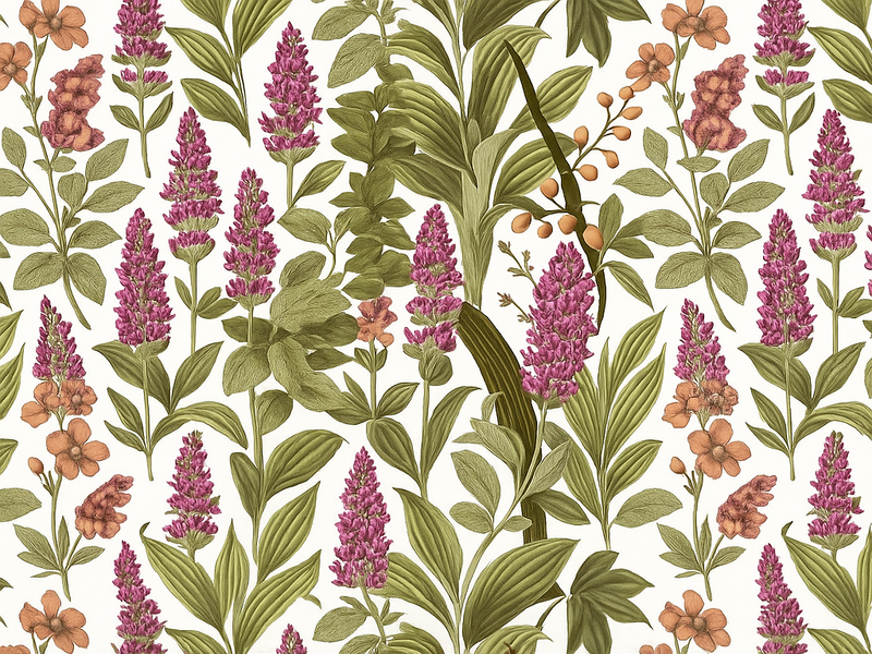 Tapete vinílico quarto com estampa botânica colorida - TenStickers