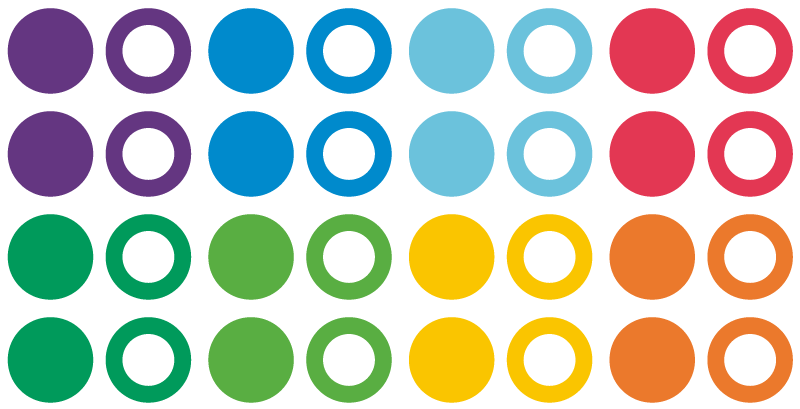 Tapete vinílico geométricas círculos em cores arco-íris - TenStickers