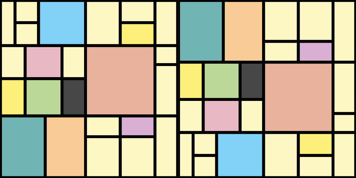 Tapete vinílico geométricas blocos de cores patchwork - TenStickers
