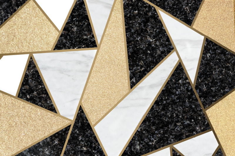 Tapete vinílico geométricas ladrilhos preto e branco - TenStickers