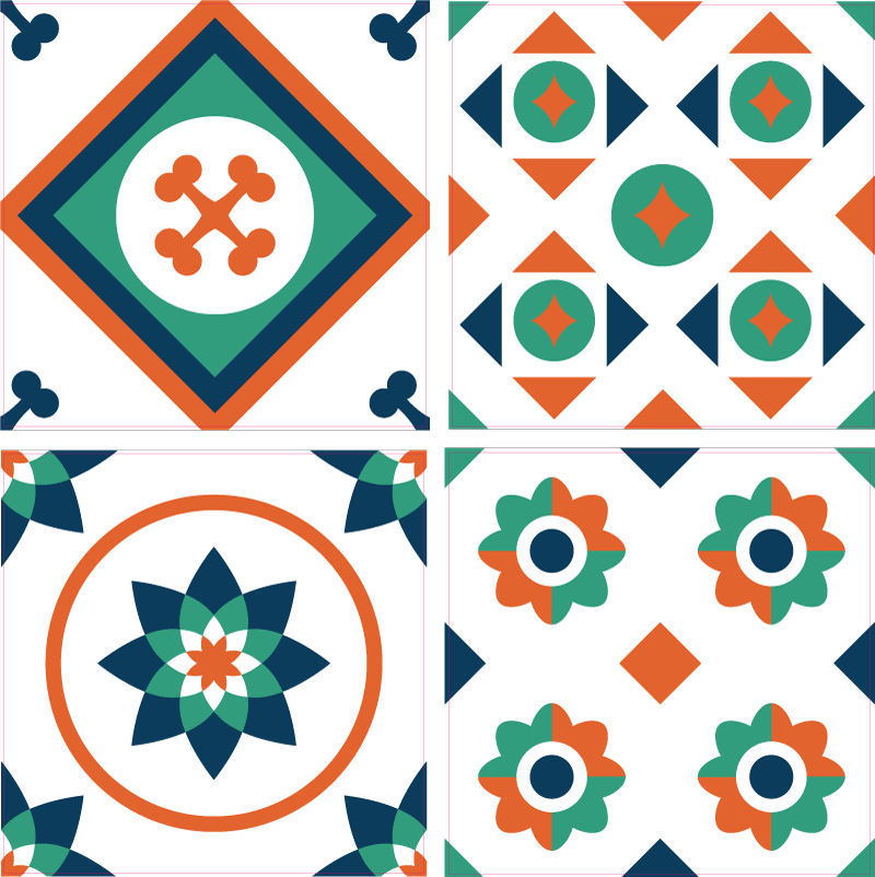 Tapete vinílico geométricas azulejos geométricos - TenStickers