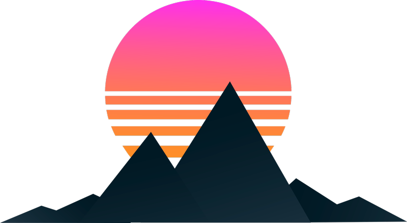 Tapete vinílico geométricas pôr do sol na montanha - TenStickers