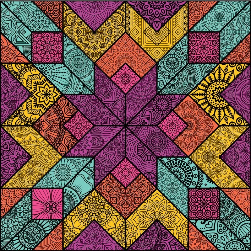 Tapete vinílico geométricas elementos geométricos coloridos - TenStickers