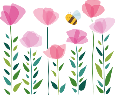 Tapete vinílico infantis flores rosas e abelha - TenStickers